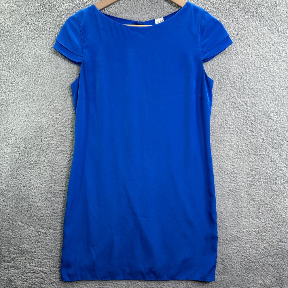 Pink Owl‎ Dress Women's Small Blue Cap Sleeve Mini Shift Double Layered Casual
